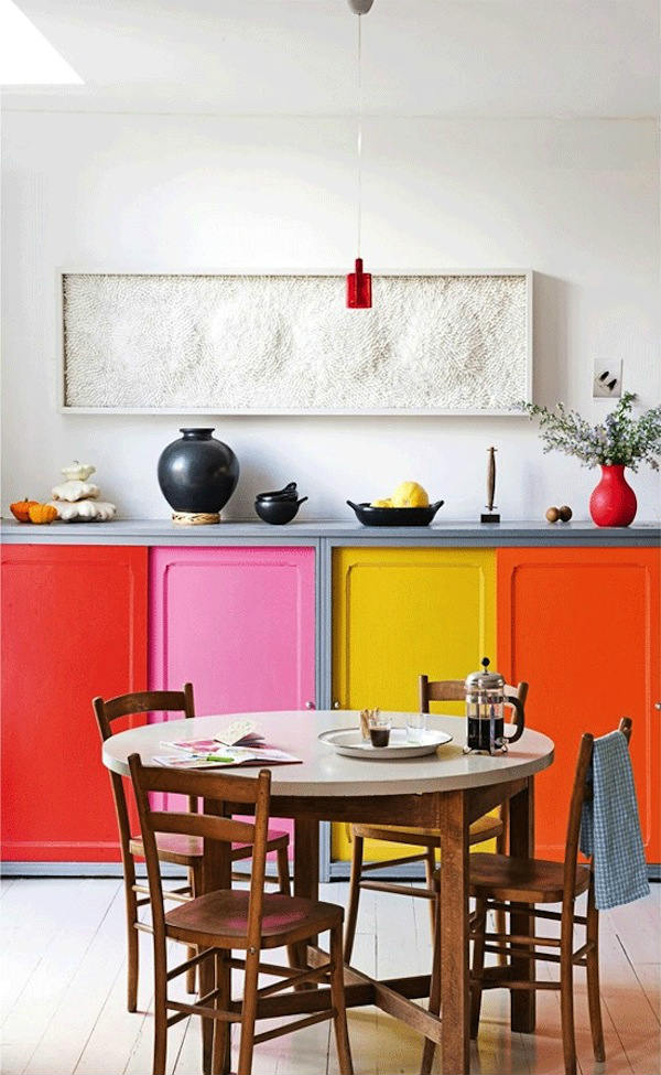 Simple Colorful Kitchen Cabinets 