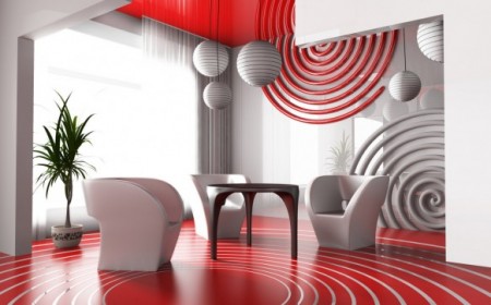 red living room