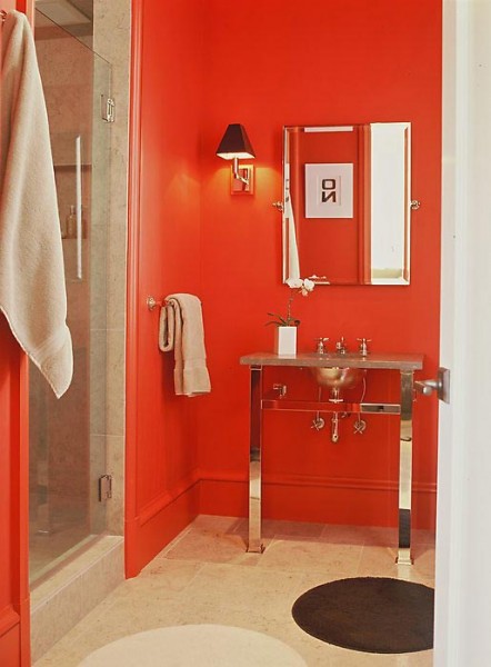 red bathroom